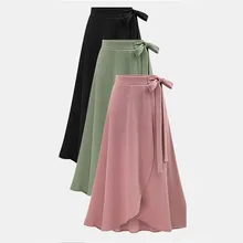 Большие размеры летние женские длинные юбки твердый Бандаж с высокой талией пояс мода OL Женская Стандартная юбка открытый разрез сбоку Раздельная одежда