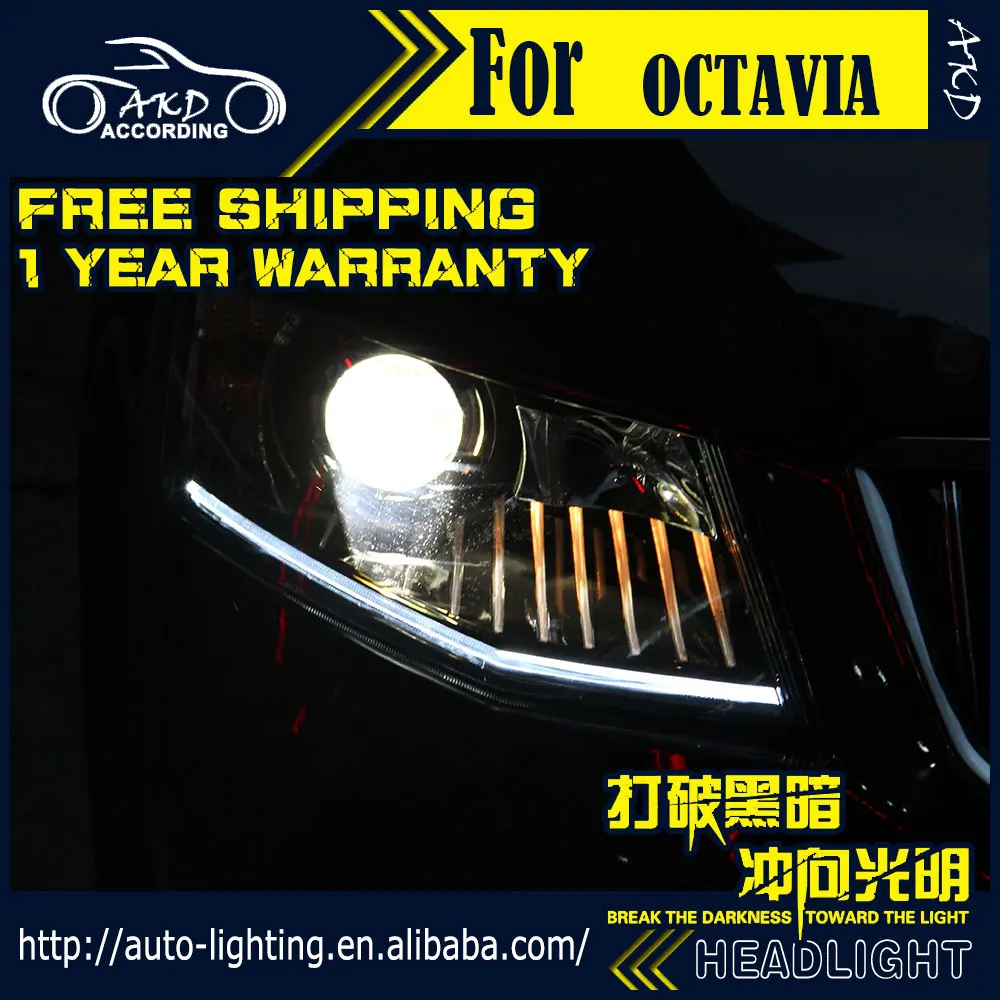 Автомобильная фара AKD для Skoda Octavia 2015 2017 Новая Ксеноновая DRL H7 D2H Hid опция Angel Eye Bi