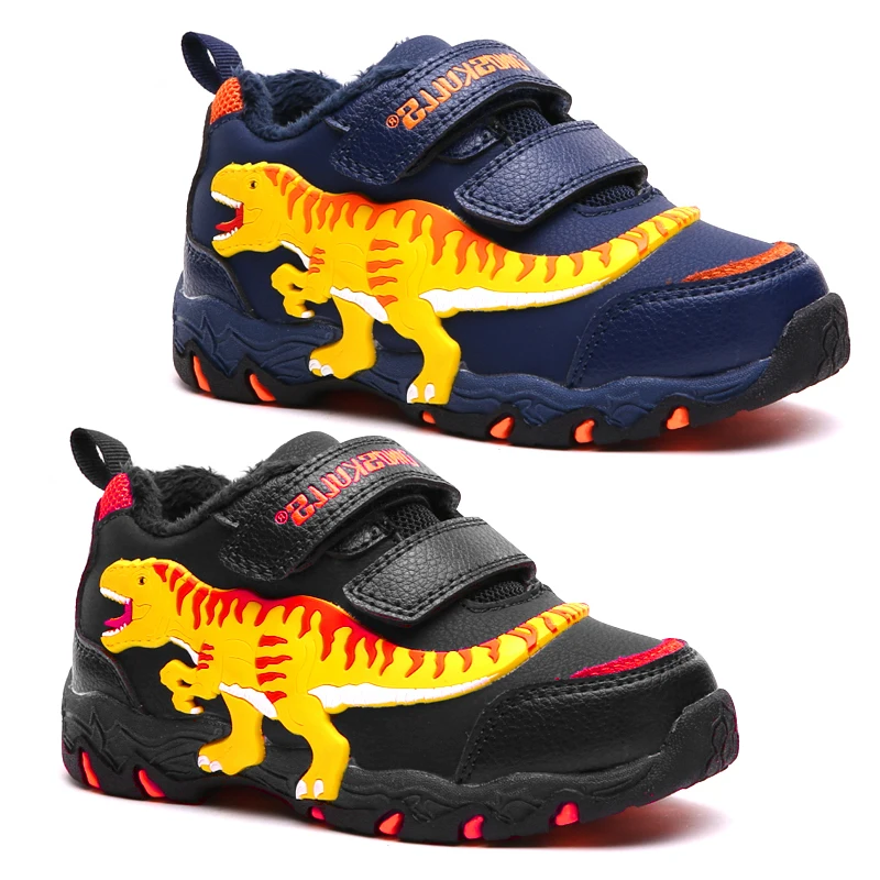 

Dinoskulls Boys Sneakers 3D Dinosaur Velvet Kids Winter Shoes 2019 Ports Running Trainers Children Snow Baby Boys Tennis Shoes