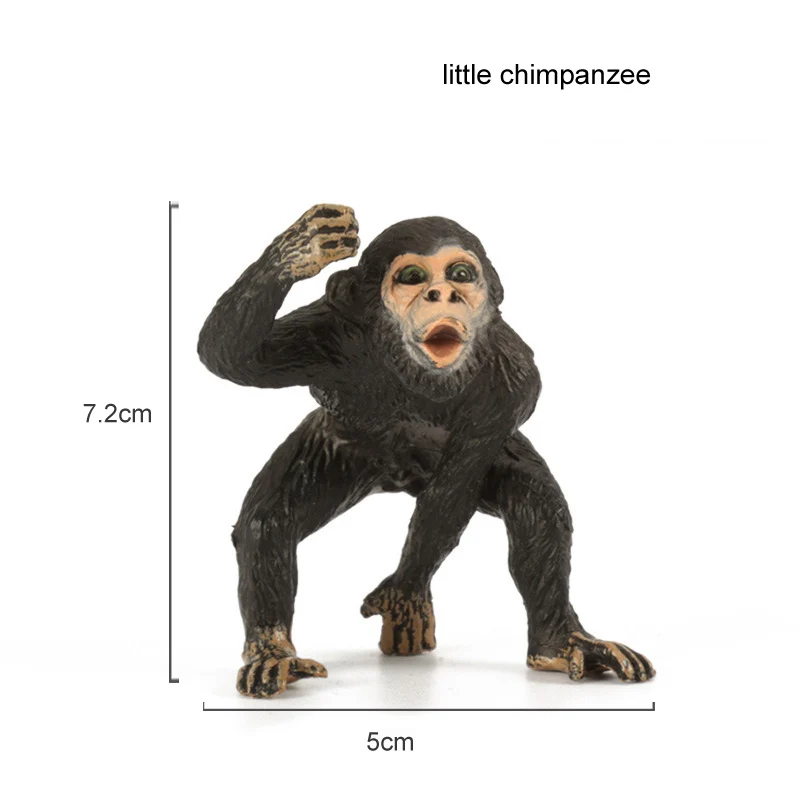 Детские игрушки, пластиковая фигурка животного из зоопарка, олень, леопард, бегемот, медведь, модель животного, мини-фигурка, набор, аксессуары для домашнего декора - Цвет: little chimpanzee