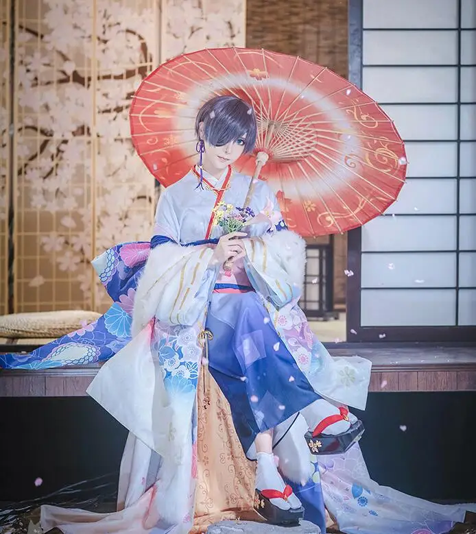 [Открытый заказ] косплей японского Аниме Kuroshitsuji Ciel Phantomhive Moon awakening kimono Siut(10 шт.) одежда COS