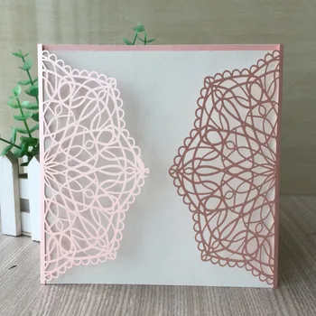 

25pcs/lot Chic Pink Hollow Butterfly Laser Cut Birthday Party Invitation Wedding Invitations Anniversary Grand Event Card