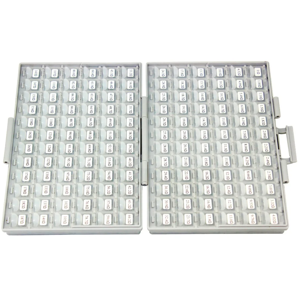 AideTek SMD SMT 0805 1% E96 저항기 키트, 491 값 100 개/값 4 BOX-ALL ROHS 저항기 보관함, 플라스틱 부품 상자 R08E96100