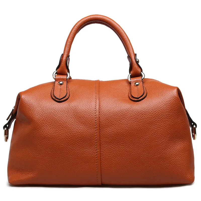 Женские сумки из натуральной кожи с верхней ручкой высокого качества, женские сумки-мессенджеры, сумки-тоут для боулинга MQ25 - Цвет: Коричневый
