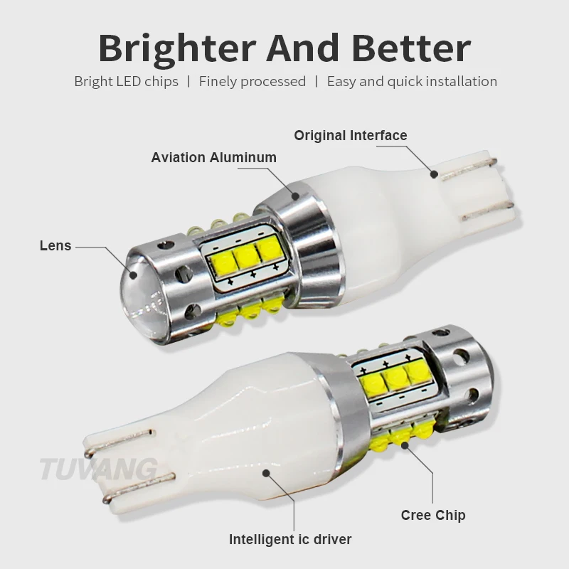 2x T15 светодиодный светильник W16W 921 912 70 Вт экстремально яркий CREE чип DRL Автомобильный задний светильник парковочный фонарь резервный Обратный Стоп светильник источник