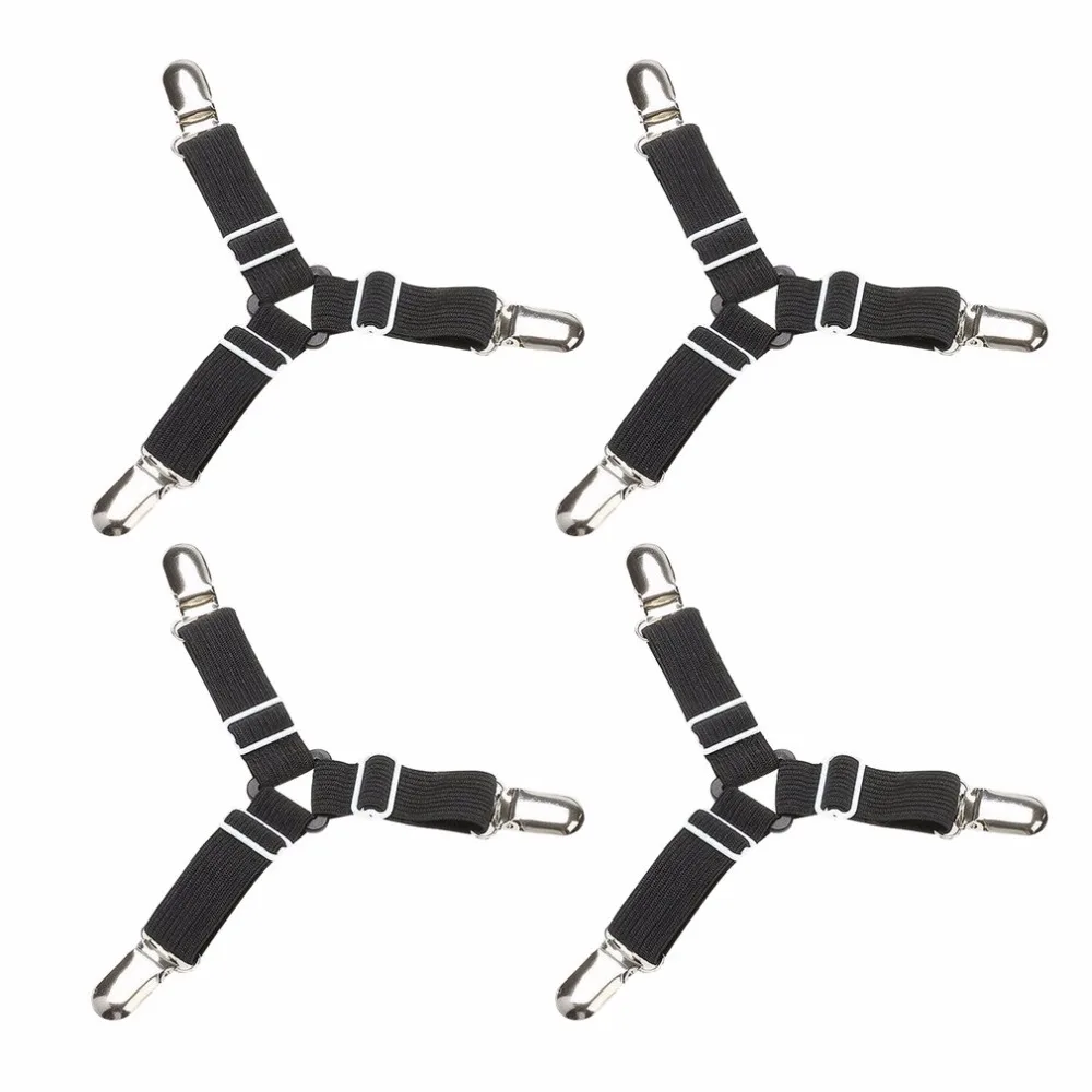 

4Pcs/Set Three-Head Holder Clip Sets Sheets Straps Length Adjustable Clamp Bed Mattress Sheet Clips