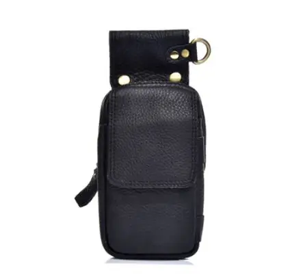 Винтажные Мужские поясные сумки из натуральной кожи для путешествий, маленькая поясная сумка, мужская сумка для отдыха, сумка для телефона, поясная сумка - Цвет: Black Gray waistpack