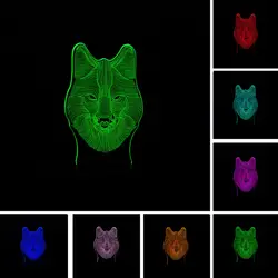 Творческие подарки 3D Vision дикий зверь Канис волчанка олень LED 7 цветов градиенты Волчья Голова настольная лампа Украшения в спальню ночник