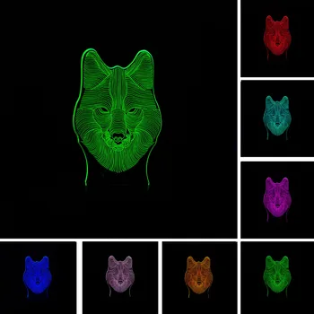 

Creative Gifts 3D Vision Wild Beast Canis Lupus Stag LED 7 Colors Gradients Wolf Head Desk Lamp Bedroom Decor Night Light Gifts