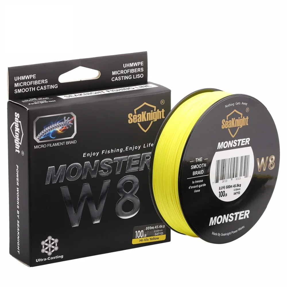 SeaKnight W8 Braided Fishing Line 500M 8 Strands Wire Carp Fishing 15 20 30 40 50 80 100LB PE Multifilament Line