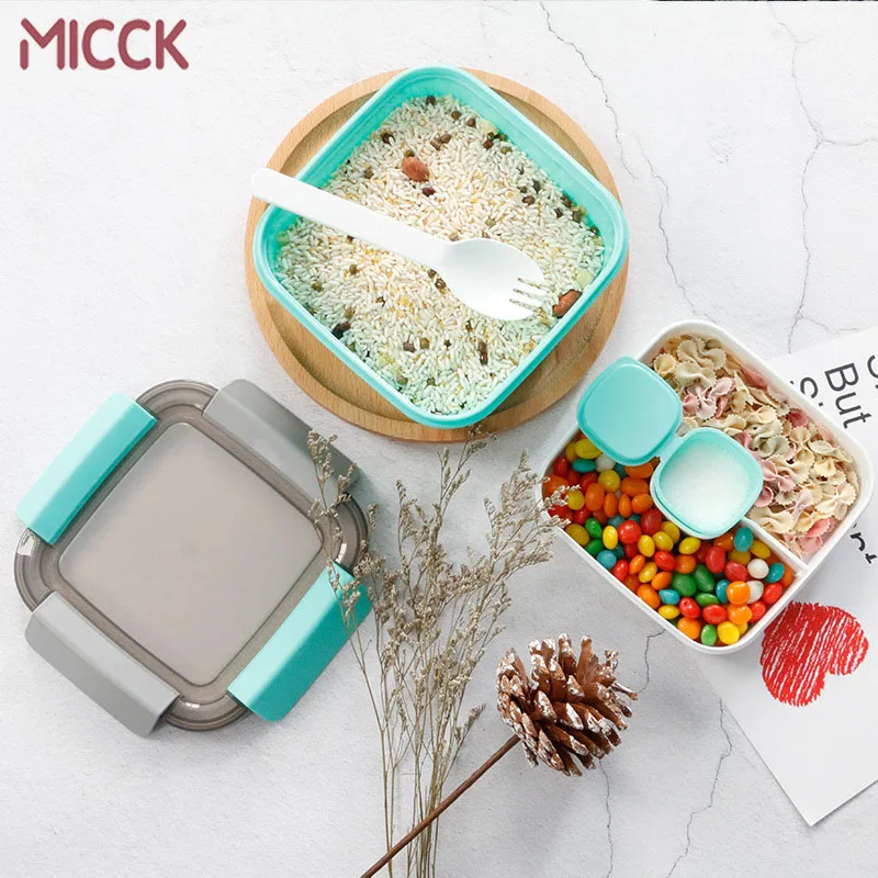

MICCK Double-layer Lunch Box Portable Food Storage Container With Small Sauce Box Fast Food Snack Packing For Outdoors Picnic