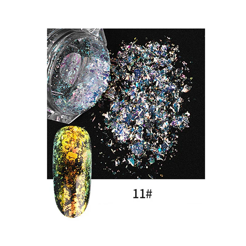 Nail Glitter Sequins Powder Holographic Spangles 3D Nail Art Decoration MH88 - Цвет: as picture