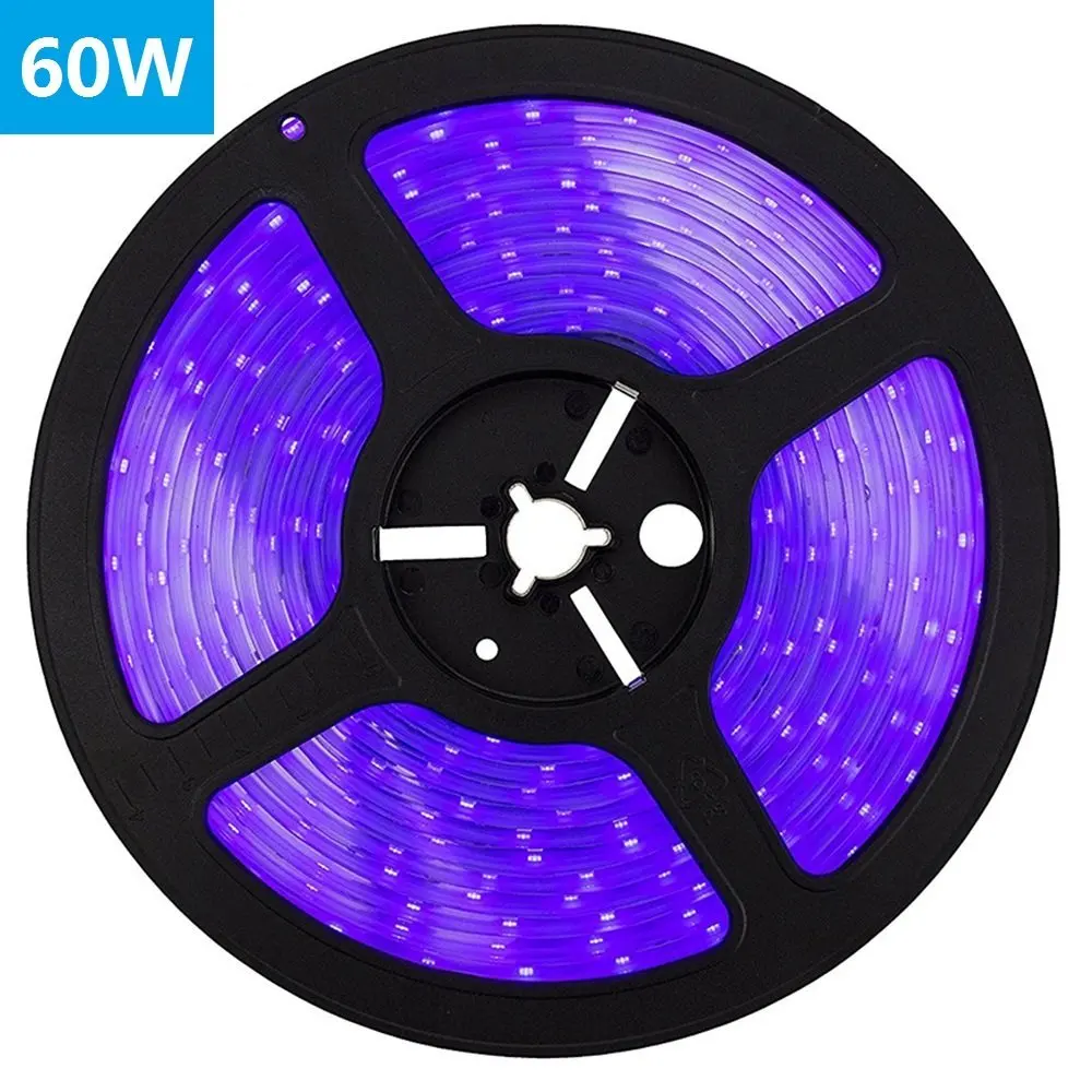 LED UV Black Light Strip, 60 Watts 16.4Ft/5M 2835 SMD 300LEDs Flexible