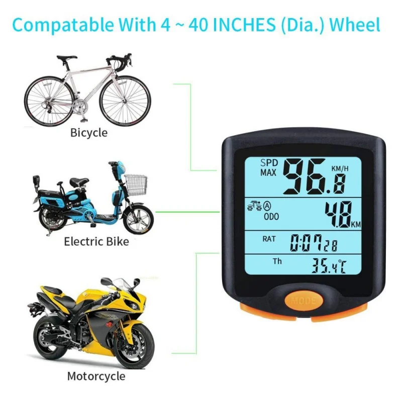Измеритель скорости для велосипеда, цифровой велосипедный компьютер, многофункциональные водонепроницаемые датчики спортивные, велосипедный компьютер, многофункциональный измеритель скорости
