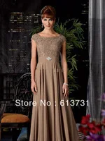 Wholesale - A Line Sable Chiffon beaded lace Mother of the Bride Dress Gown with off shoulder 7010