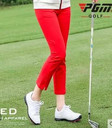 PGM Хорошие штаны для гольфа для женщин, 9 точек, брюки для женщин, девять брюк для гольфа, тонкие, устойчивые к морщинкам, удобные, для спорта на открытом воздухе, брюки для отдыха - Цвет: Красный