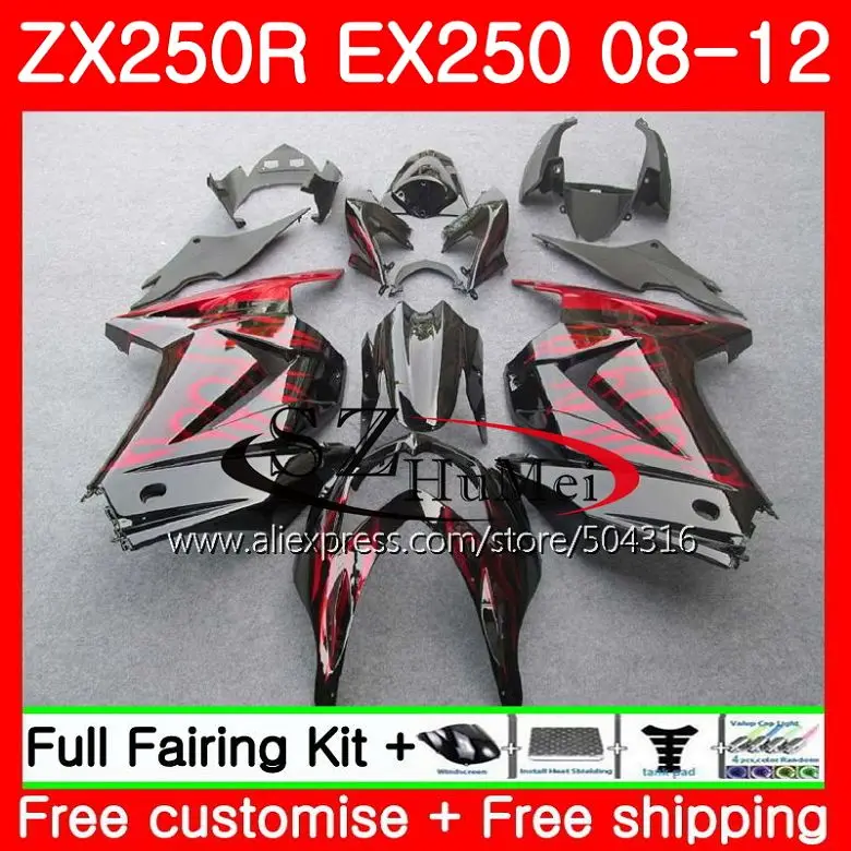 Red flames Bodys For KAWASAKI NINJA ZX-250R ZX 250R EX250 1SH.1 EX 250 08 09 10 11 12 ZX250R 2008 2009 2010 2011 2012 Fairings Red flames Bodys For KAWASAKI NINJA ZX-250R ZX 250R EX250 1SH.1 EX 250 08 09 10 11 12 ZX250R 2008 2009 2010 2011 2012 Fairings
