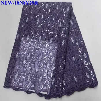 

Purple color Embroidered High Quality Nigeria Organza Lace Fabric 2018 African sequins Lace Fabric For Party Dress KD002