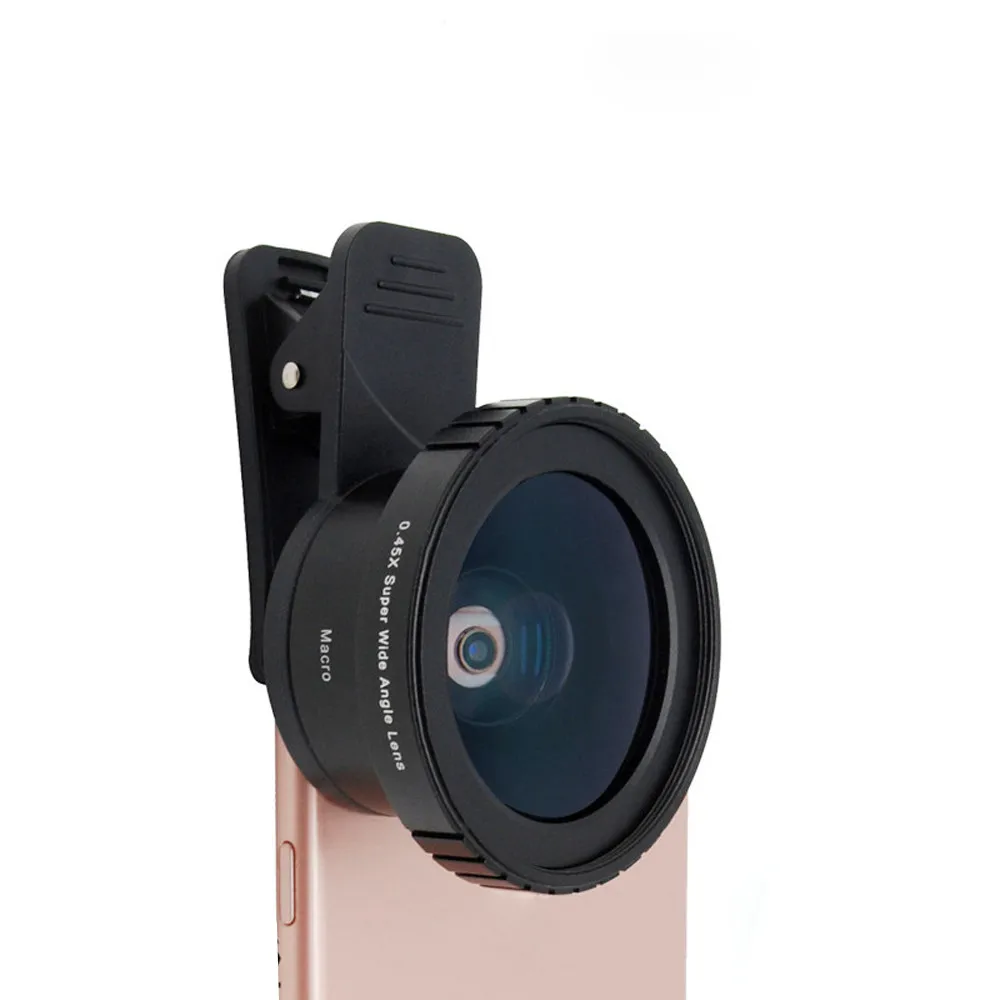 

Professional High Definition lens 0.45x Wide Angle + 15x Macro Clip-on Cell Phone Camera Lenses Kit For Smartphones 5.20