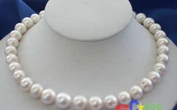 

zxia Nobility Woman natural jewelry 11-12MM WHITE ROUND FW CULTURED PEARL NECKLACE 17.5 inch Plated