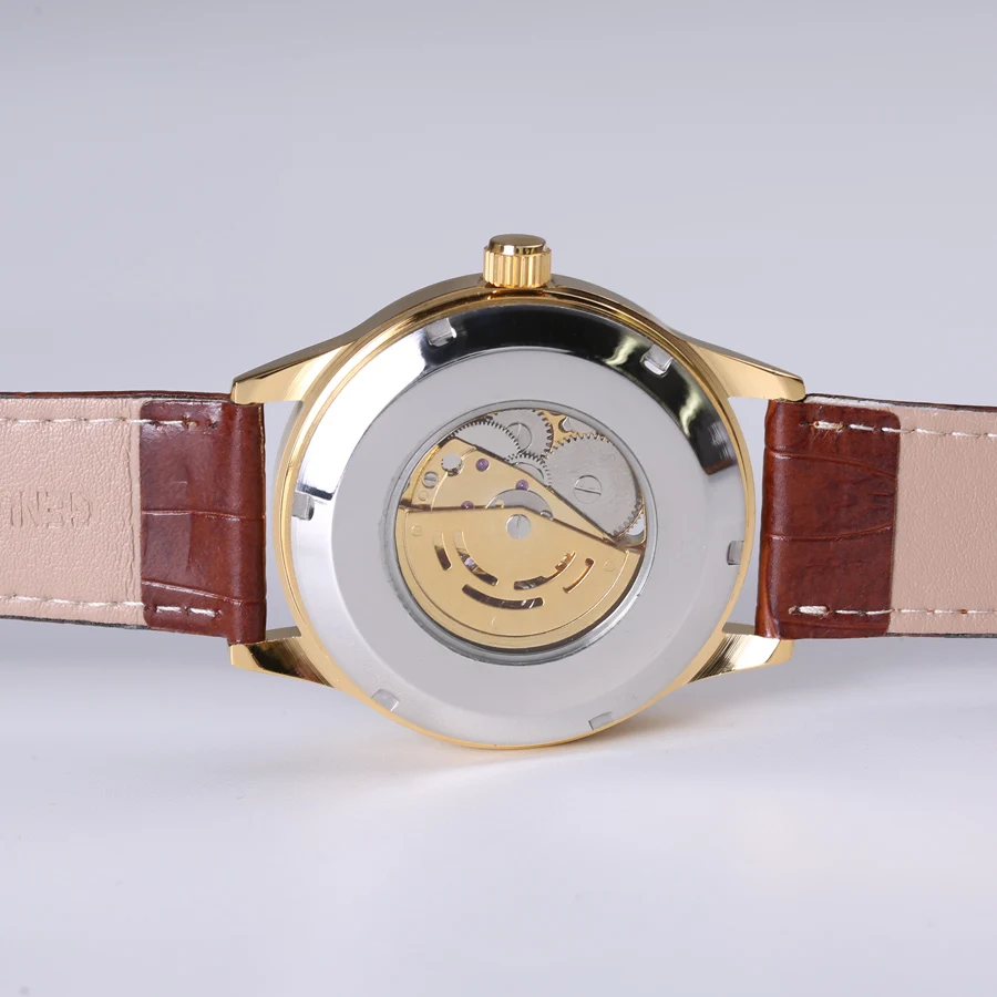 SEWOR брендовые механические Автоматические часы со скелетом, модные повседневные мужские часы, роскошные часы с ремешком из натуральной кожи
