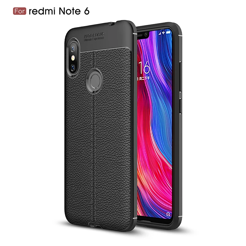 

Litchi silicone case carcasa for xiomi xiaomi redmi note 6 pro cases funda hoesje copy leather tpu cover coque etui kryt tok