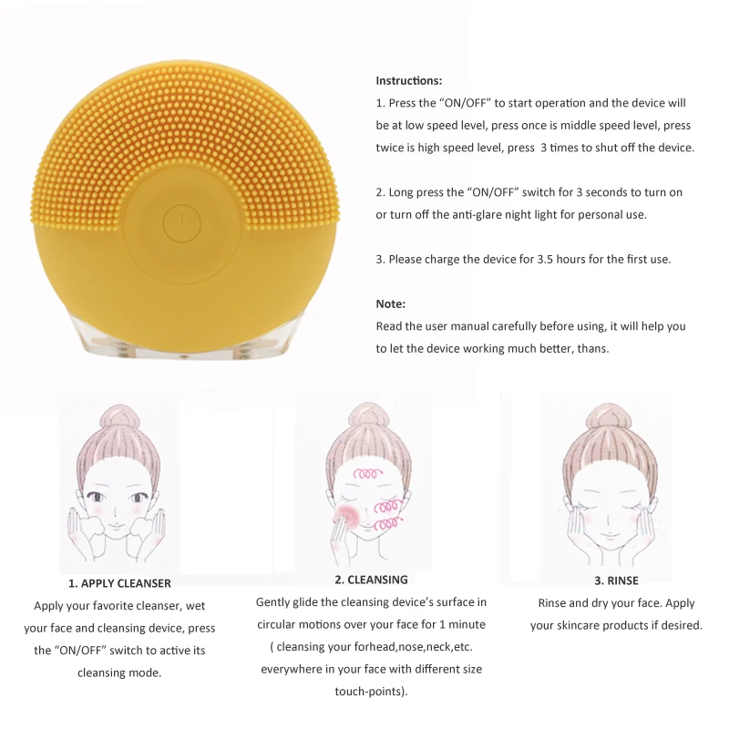 facial clean brush yellow 2