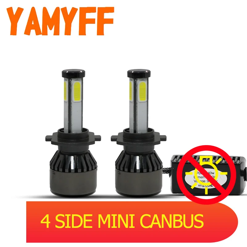 Светодиодсветодиодный лампы для автомобильных фар YAMYFF H7 H4 Canbus D2S H13 светодиодный 4