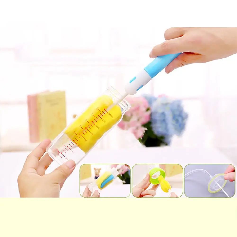 

4 PCS Sponge Bottle Straw Brush Multi-function Nipple Cup Feeder Brush Set