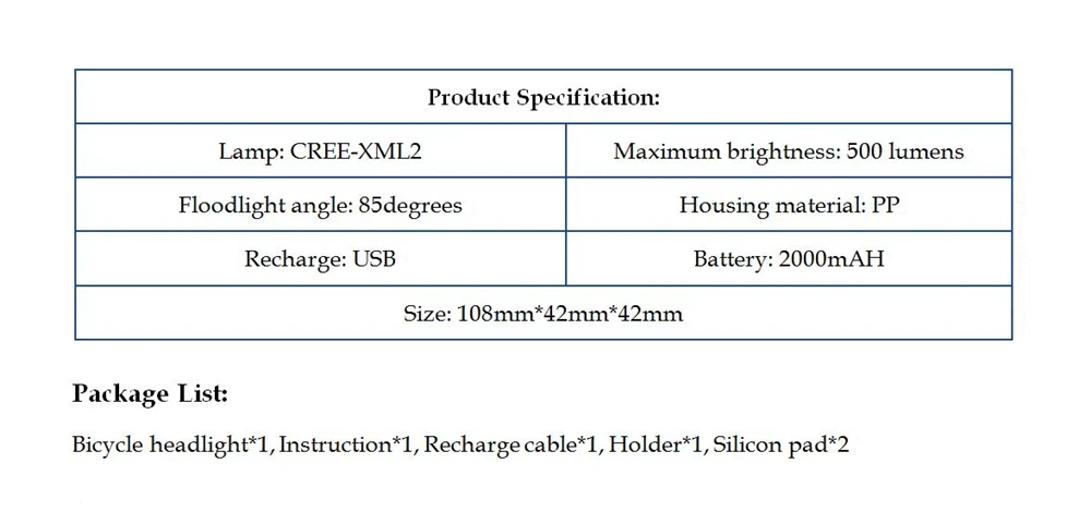 Excellent MTB Bike Bicycle light Outdoor Waterproof USB Rechargeable Front Light Lamp Torch LED Headlight Night Cycling Safety QL08 0