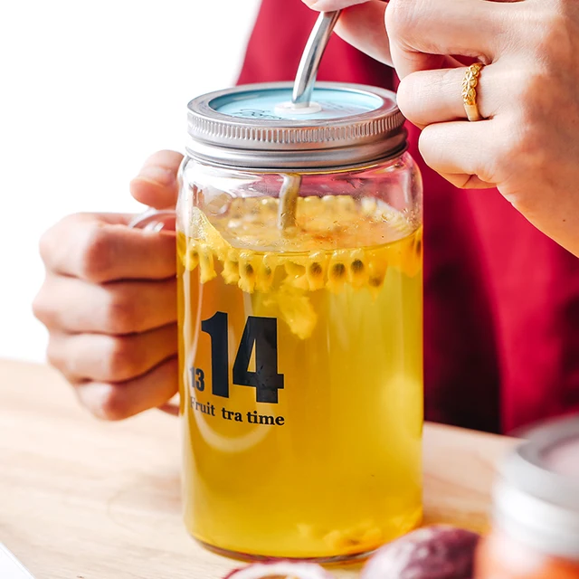 Heat Resistant Borosilicate Glass Mason Jar Mugs With Lid Stainless Steel Straw Drinking Tea Coffee Beverage Heat Resistant Borosilicate Glass Mason Jar Mugs With Lid Stainless Steel Straw Drinking Tea Coffee Beverage