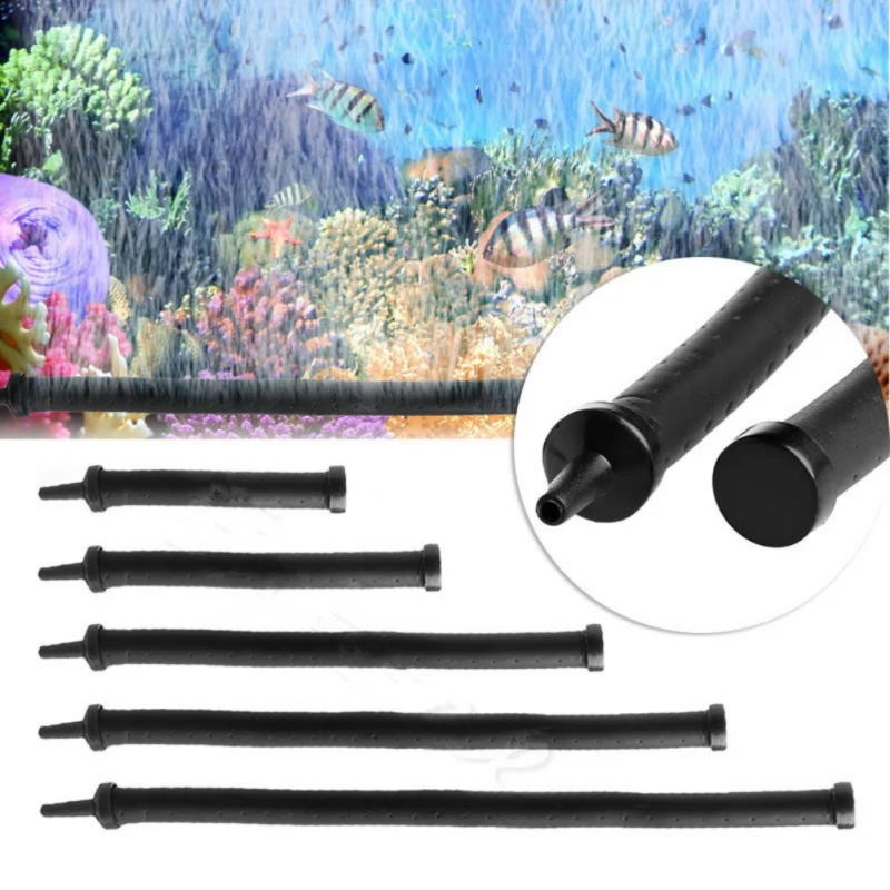 20/30/45/60/75 cm Aquariums Fish Tanks Pump Hydroponic Oxygen Diffuser Bubble Tube Bar Wall Curtain Tube Hose Black Air Stone