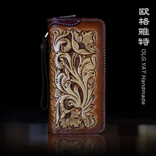 OLG. YAT резной длинный мужской кошелек и женская сумка на молнии в стиле ретро сумка из кожзаменителя