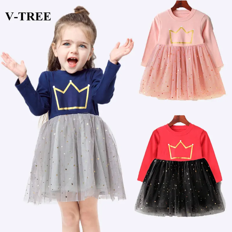 

Spring Autumn Girls Dress Lace Princess Dresses For Girl Children Costume Bling Wedding Dress Ball Gown Eveving Party Clothing