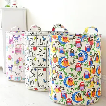 

45*35cm new home cotton linen storage bag folding fabric waterproof laundry basket storage bag