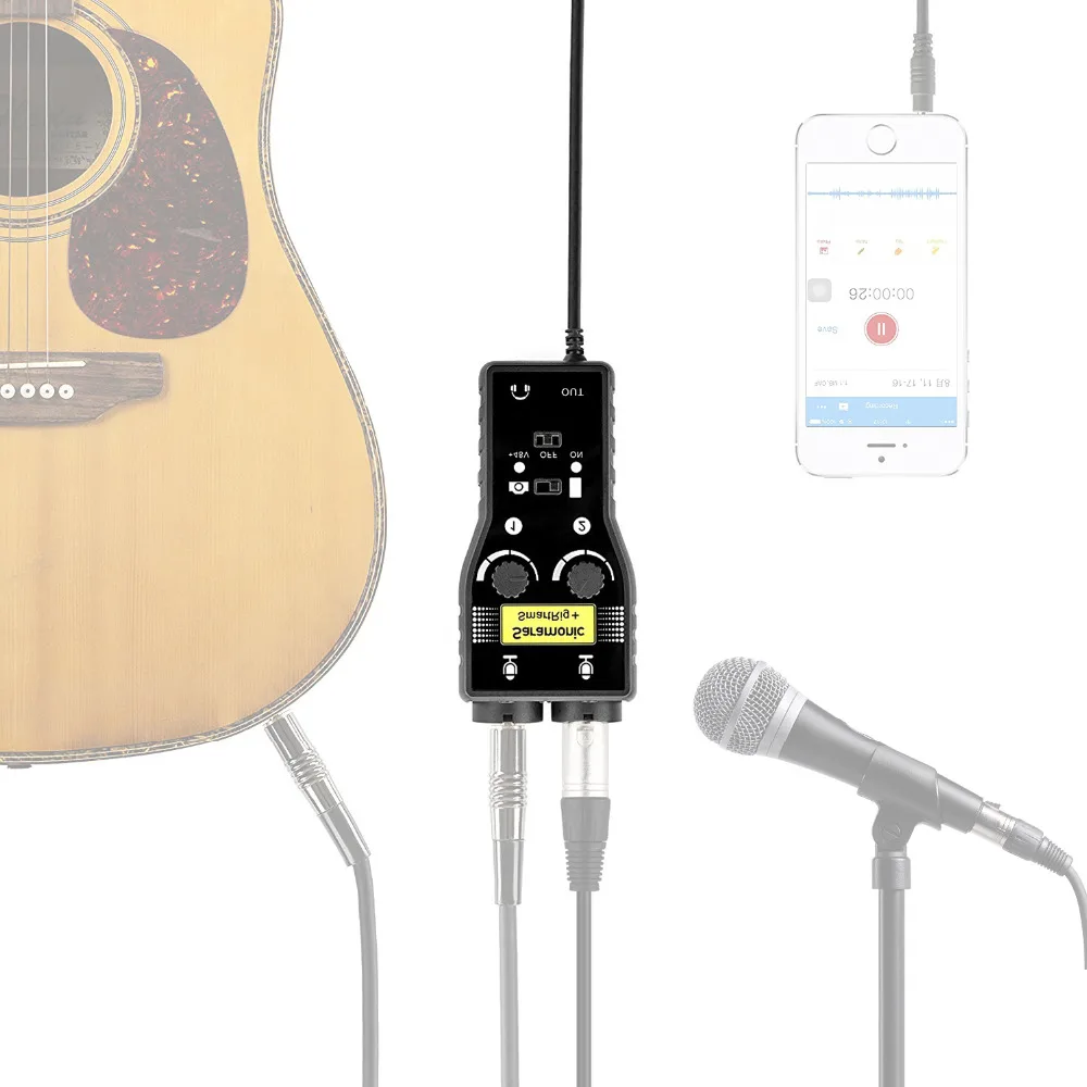 Saramoni Gutar/Аксессуары для бас-гитары аудио интерфейс для записи вокала для iphone 6 7 7s Plus, Mac, PC и большинства телефонов android