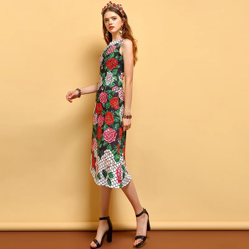 Женское платье с бисером LD LINDA DELLA, винтажное элегантное платье для отпуска без рукавов с цветочным принтом, лето