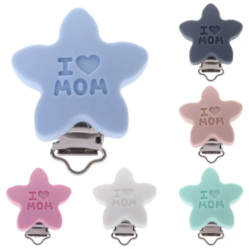

Baby Pacifier Clip Soother Teether Star Silicone Safe Holder Towel Anti Fall Clips Newborn Infant Feeding Supplies Cute Toys