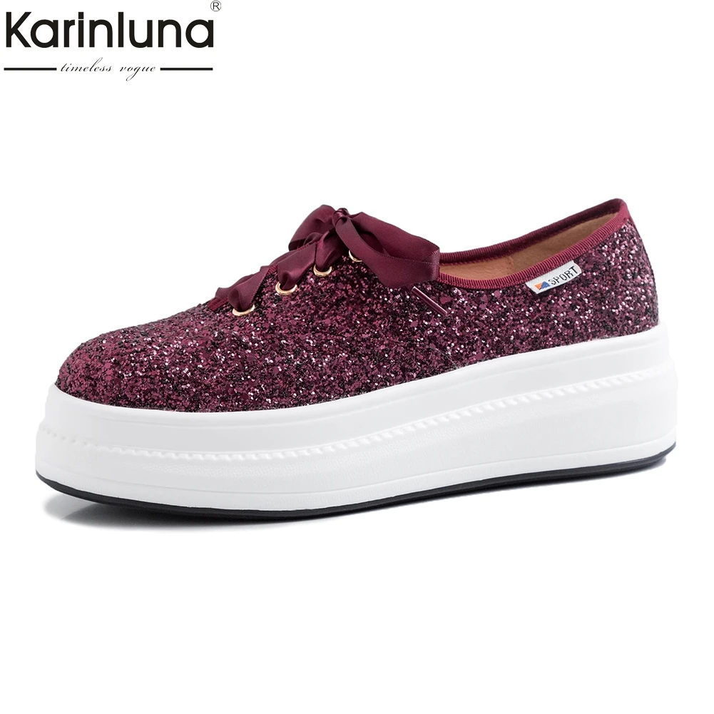 

platform autumn vulcanize sneakers lace up high quality leisure bling shoes woman vulcanize sneakers leisure casual shoes women