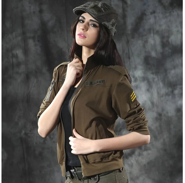 Женская модная индивидуальная оснастка короткая куртка армейский зеленый пальто размер m-xxl