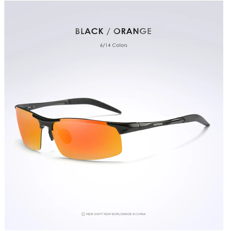 AORON алюминиевые Мужские поляризационные солнцезащитные очки Брендовые оригинальные очки мужские цветные покрытия отражающие водительские очки Oculos - Цвет линз: Black Red