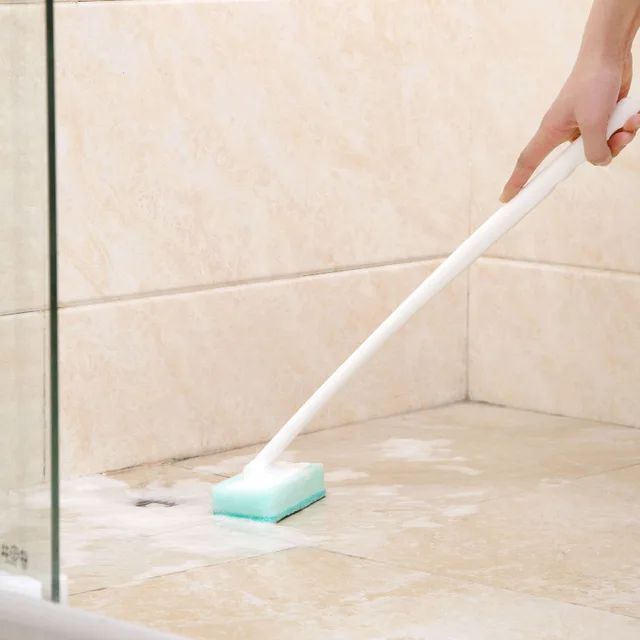 Bathroom long handle sponge brush wall cleaning brush bath sponge brush tiles tile brush sponge