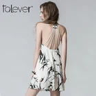 Save 10.45 on Talever 2017 Summer Dress Cold Shoulder Ruffle Choker Halter Strap Chiffon Beach Dress Backless Hollow Out Party Sexy Vestidos