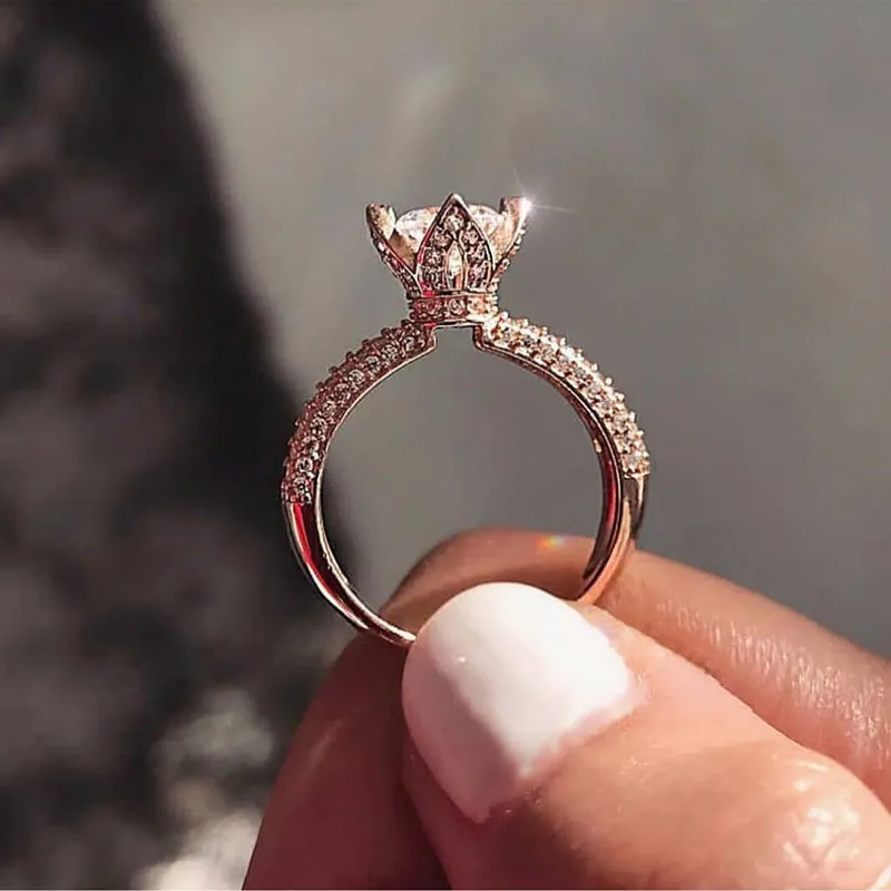 

2019 New Fashion Luxury Four-claw Carat Rings Group Cubic Zircon Crystal Rings For Women Engagement Wedding Ring Jewelry Gifts