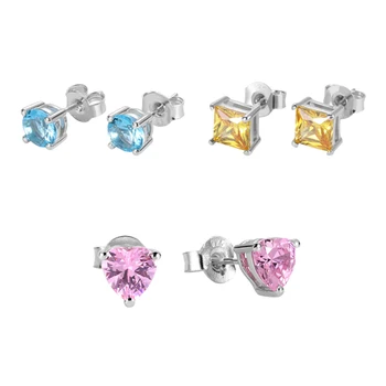 

AILIN Personalized Weekly Stones Earrings in Sterling Silver Hot Sale 7 Pairs Earrings Different Store Different Shape