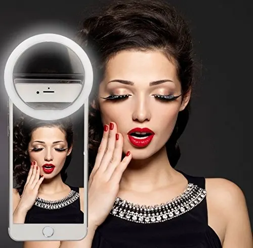 

Lady Portable Mini Phone Selfie LED Ring Light Spotlight 36 LED Flash Light Pocket Clip USB Enhancing Photography Smartphone