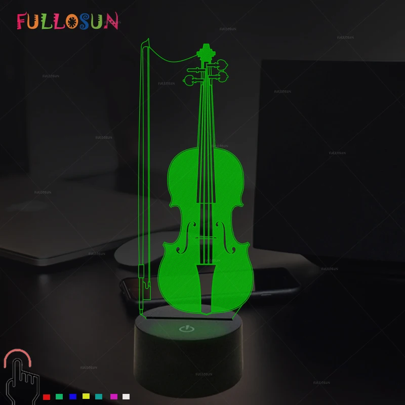 FULLOSUN 3D Виолончель ночник лампа для спальни красочная меняющаяся Светодиодная лампа Ночной Детский Светильник на Рождество Домашний Декор