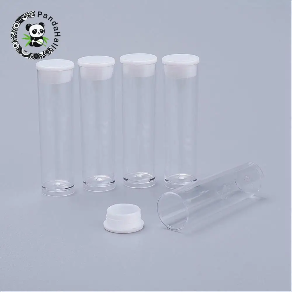 200pcs Clear Tube Plastic Bead Containers with Lids for Jewelry Packaging 55x15mmin Jewelry