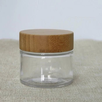 

50pcs/lot 50g Clear Amber PET Plastic Skin Care Cream Jar with Bamboo Lid, Natural Bamboo Cosmetic Mask Jar Free Shipping