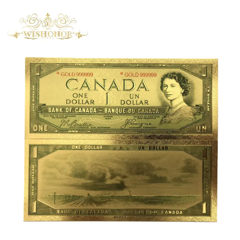 

Souvenir Gifts For 10Pcs/Lot For Canada Banknotes 1 Dollar Bills Banknote in 24K Gold Gold Foil Paper Money For Gifts